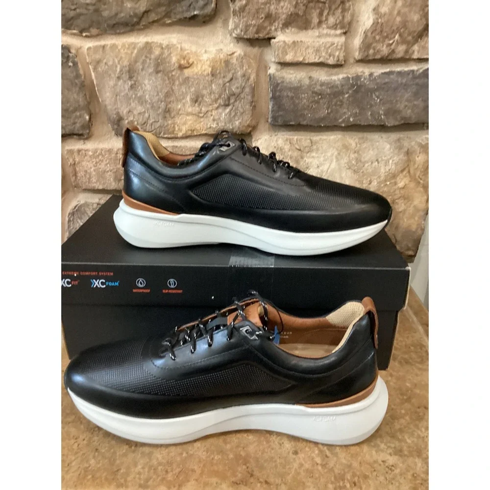 Johnston & Murphy XC + Declan Mens Size 10.5 U-Throat Black Leather Sneakers New